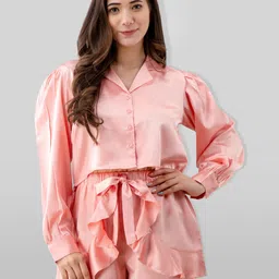 PRETTY LOVING THING Women Pink Solid Satin Night suit-image-21