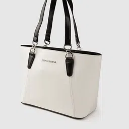 Lino Perros White Textured PU Structured Handheld Bag image 2