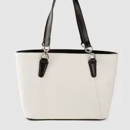 Lino Perros White Textured PU Structured Handheld Bag image 5