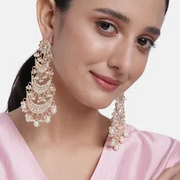 Peora Gold-Plated Crescent Shaped Chandbalis Earrings-image-1