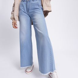 glitchez Women Everyday Essentials Frayed Denim Wide Leg Jeans-image-54