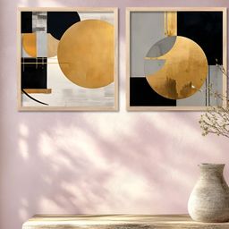 Kotart Gold-Toned & Black 2 Pieces Abstract Wooden Wall Arts-picture-6
