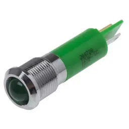 RS PRO Green Panel Mount Indicator, Mounting Hole Size 12 mm, Termination Type Solder Tab, IP Rating IP67, Model No 208728-15