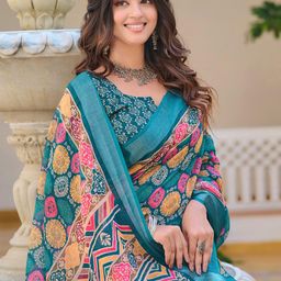 KALINI Floral Printed Zari Saree-38