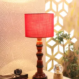 Tucasa NTU-191 B-22 Table Lamp with Wood Base (Red) image 5