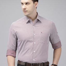 Arrow Pure Cotton Manhattan Slim Fit Self Checked Opaque Formal Shirt-image-6
