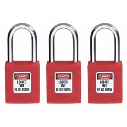 BRADY Lockout Padlock Keyed Alike Nylon Std Body Size Hardened Steel Std Red, 39N161-picture-43