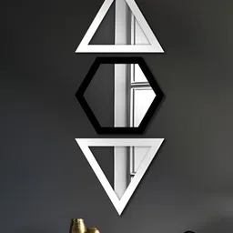 Art Street Black & White 3 Pieces Triangle & Hexagon Hanging Hook Wall Mirrors-picture-7