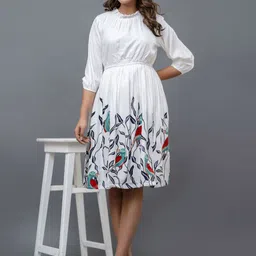 A&K Women Floral Printed A-Line Knee Length Dress-image-5