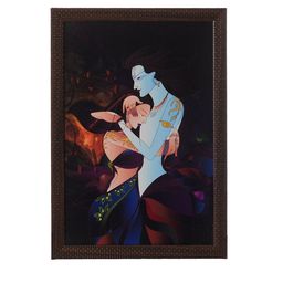 eCraftIndia Multicoloured Satin Matte Texture Framed Radha Krishna UV Wall Art-image-23