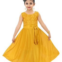 CHANDRIKA Girls Mustard Viscose Rayon Dresses-image-24