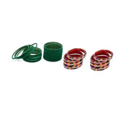 Somil Set of 32 Women Green & Multicolor Artificial Stones and Beads Bangles-image-35