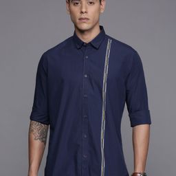 Louis Philippe Sport Slim Fit Stripe Detailed Pure Cotton Shirt-image-61