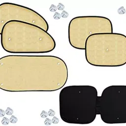 Auto Pearl Rear & Side Window Universal Sun Shade Cover for Car (Beige)-10