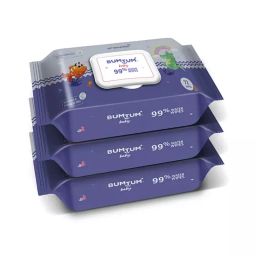 BUMTUM Baby Gentle 99% Pure Water Soft Moisturizing Wet Wipes with Lid, FCBT317 (Pack of 3, 72 Pcs. Per Pack)-5