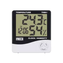 Meco Temperature and Humidity Meter with Clock, THM-9-12