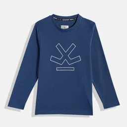 WROGN YOUTH Boys Brand Logo Print Indigo Knitted Slim Fit T-shirt-image-28