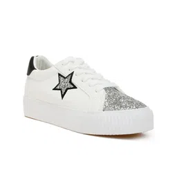 London Rag Women Embellished Printed Leather Lace-Up Sneakers-image-42