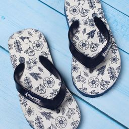 Pine Kids Flip Flops Floral Print- Navy White-image-93