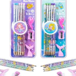 Negocio Mermaid Pencil Set with Sharpener Erasers and Pencil Cap Colour May Vary-image-56