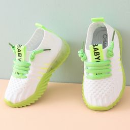 Babyoye Sneakers With Lace Up Closure - Green & White-image-51