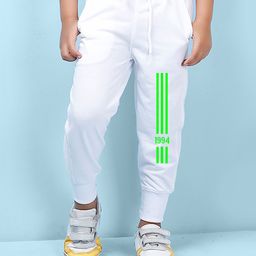 NUSYL Triple Striped Placement Design Printed Unisex Track Pants-White-image-97