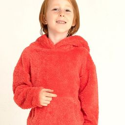Cherry Crumble By Nitt Hyman Full Sleeves Cozy Foil Fur Hooded Sweatshirt - Coral Red-image-23