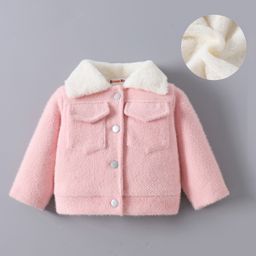 Kookie Kids Full Sleeves Winter Jacket with Pocket & Fur Detailing - Pink-image-93