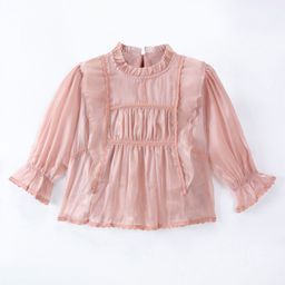 Kookie Kids Puff Full Sleeves  Top - Pink-image-70