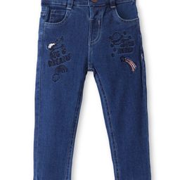 ToffyHouse Denim Woven Full Length Jeans With Text Embroidery - Blue-picture-20
