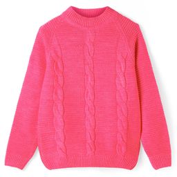 Pine Kids Knitted Full Sleeves Pullover With Cable Knit Design - Dark Pink-image-20