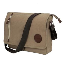Storite Canvas Sling Cross Body Travel Office Business Messenger One Side Shoulder Bag for Men & Women (Brown, 33cm x 6.5cm x 27cm)-21