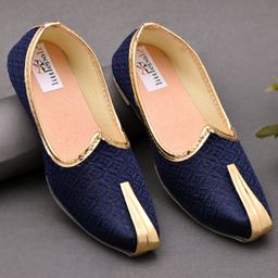 Little Palz Abstract Embroidered Mojaris - Navy Blue-image-99
