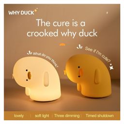 YAMAMA Cute Why Duck Pat Night Light Squishy Silicone LED Animal Night Warm Light Three Dimming Mode With Large Capacity Battery Timed - Multicolor-image-48