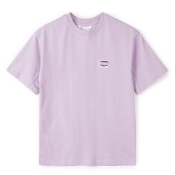 ALAN JONES Cotton Blend Knit Half Drop Shoulder Sleeves Future Goals Text Patch Detailed Oversized Tee - Mauve-image-33