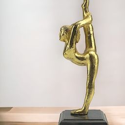 Hind Decor Gold-Toned Yoga Lady Sculpture on Wood Base Showpiece-image-15