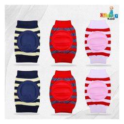 Chinmay Kids Crawling Anti-Slip Padded Stretchable Elastic Cotton Soft Breathable Comfortable Knee & Elbow Cap Safety Protector with Lining Pattern Pack of 3  - Multicolour image 2