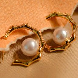 RaasRani Women Gold-Plated Half Hoop Anti-Tarnish Earrings-picture-18