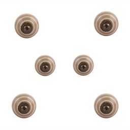 Indianshelf 6-Pcs Beige-Colored Striped Ceramic Knobs-59