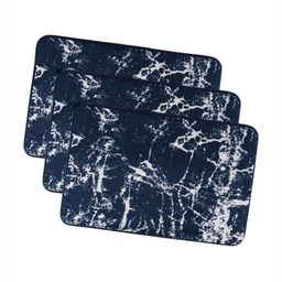Aura 3-pcs Navy Blue & White Printed Anti-Skid Doormats-21