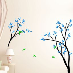 rawpockets Black & Blue Tree With Birds Wall Stickers-image-68