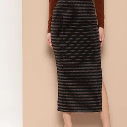 Chemistry Women Striped Pencil Midi Skirt-image-34