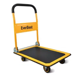 EverBest 300 Kg Capacity Metal Yellow Portable Folding Hand Platform Trolley-21