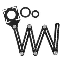 Mass Pro Six Fold Measuring Ruler Cutting Marking Gauge 30 cm Shaft Length Black Aluminium Alloy & Plastic-image-13