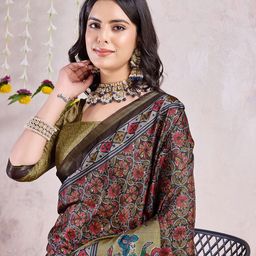 Mitera Floral Printed Zari Saree-image-22