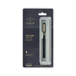 Parker VECTOR Matte Black Gold Plated GT Fountain Pen (Blue), 8901198429883-4