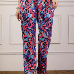 UZARUS Women Abstract Printed Mid-Rise Boot Cut Bell Trousers-picture-9
