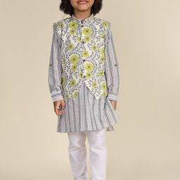LIL PITAARA Boys Printed Regular Pure Cotton Kurta with Pyjamas-image-94