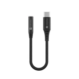 Portronics iKonnect-C II Type-C Cable Length 1 m Black to 3.5 Aux Connector, POR 1424-12