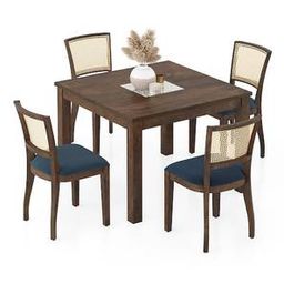 urban ladder Brighton Square 4 Seater Dining Table With Reed Cane Dining Chairs-picture-16